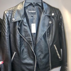 Express Leather Quilted Moto Jacket